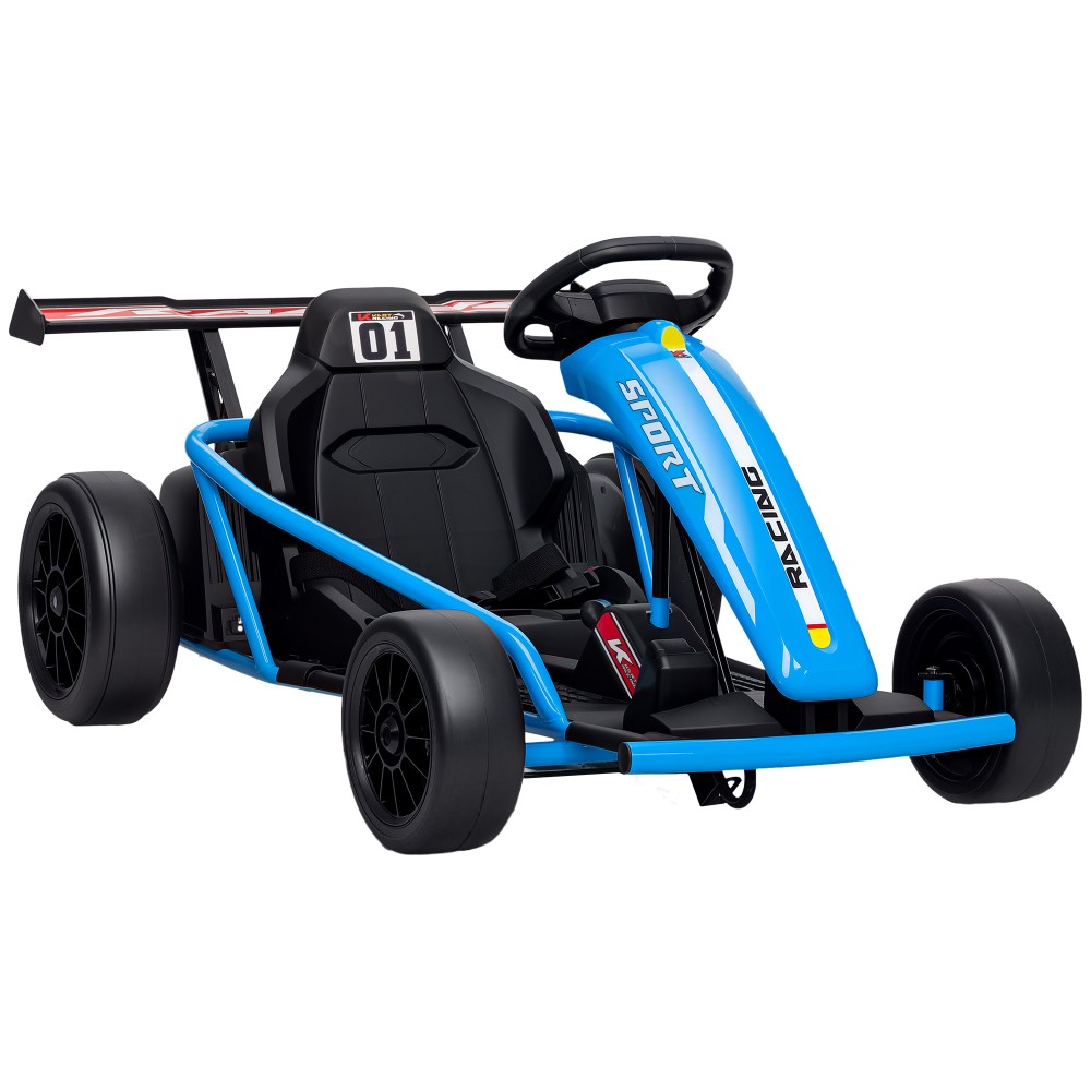 Ηλεκτρικό Go-Kart 24V για Οδήγηση και Drift, Ελαστικά Νάιλον, Ζώνη Ασφαλείας, Κόρνα, Μουσική για 8-12 ετών Μπλε