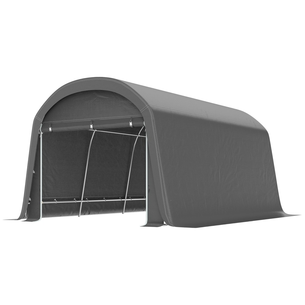 /Υπόστεγο κήπου με πλαστικό μουσαμά, σκηνή εργαλείων, αναδυόμενο γκαράζ, 300W x 450D x 230H cm, σκούρο γκρι