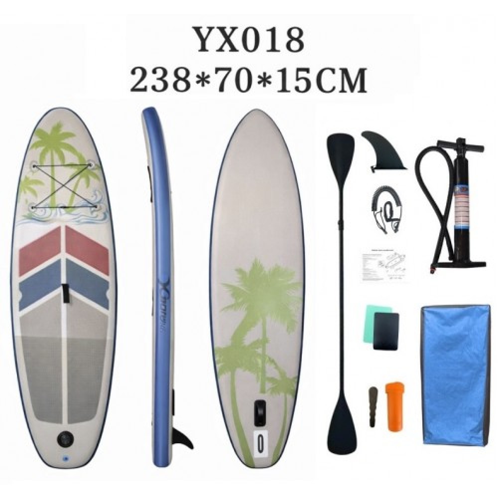 σανίδα SUP 1-YX018 φουσκωτή με ΔΙΠΛΟ κουπί, αξεσουάρ και σακίδιο μεταφοράς, 238x70x15cm,