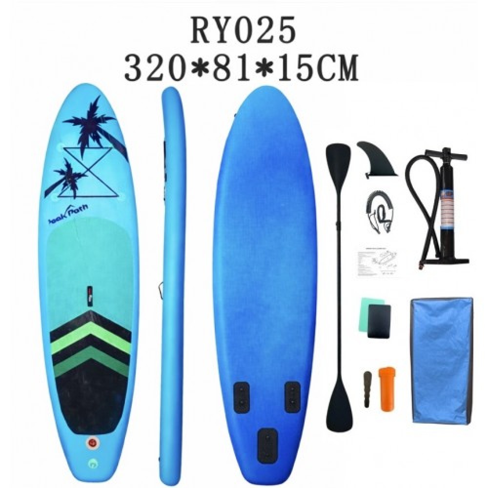 σανίδα SUP N-RY025-19-27 φουσκωτή με ΔΙΠΛΟ κουπί, αξεσουάρ και σακίδιο μεταφοράς, 320x81x15cm,