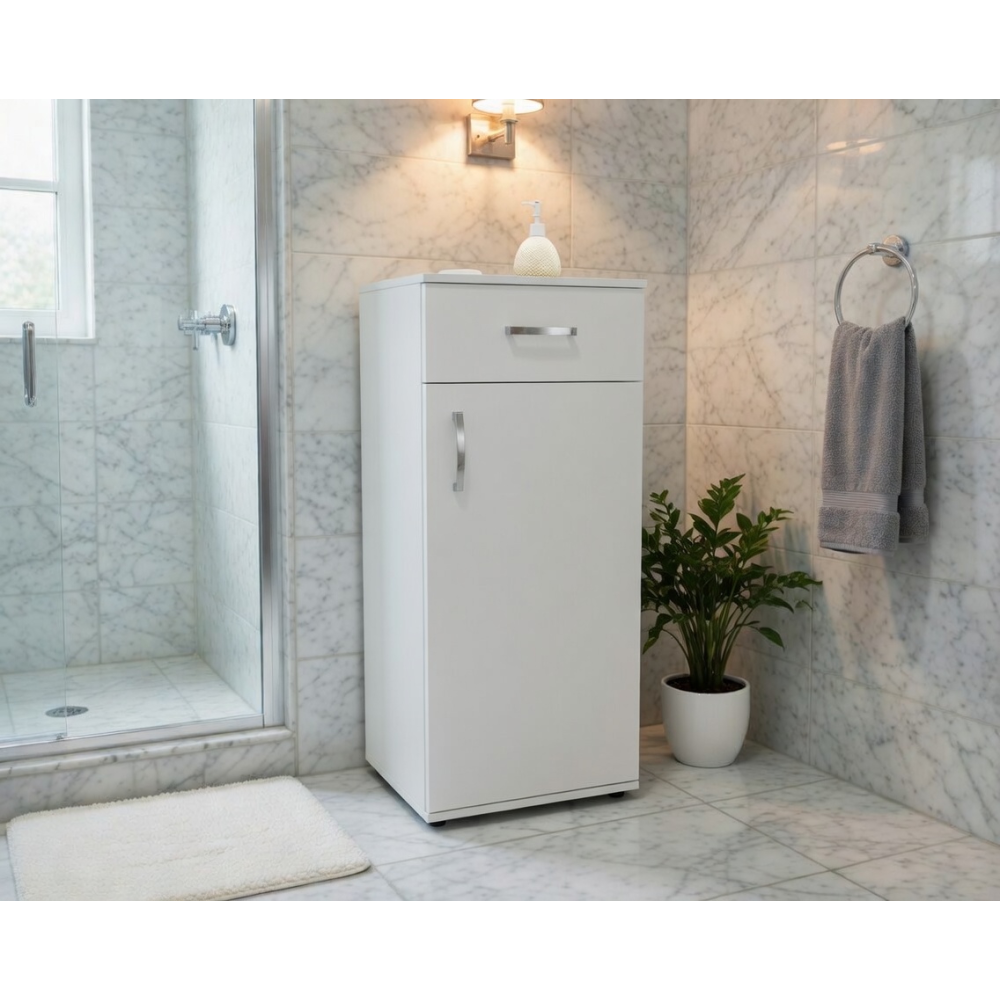 Ντουλάπι-στήλη "Kit" με 2 ράφια και 1 συρτάρι σε χρώμα λευκό 40x45x94