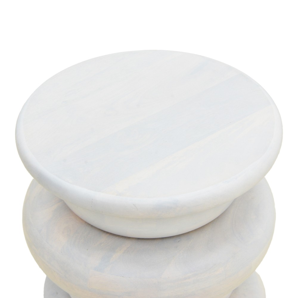 Βοηθητικό τραπέζι Circena pakoworld μασίφ μάνγκο ξύλο λευκό Φ40x45εκ