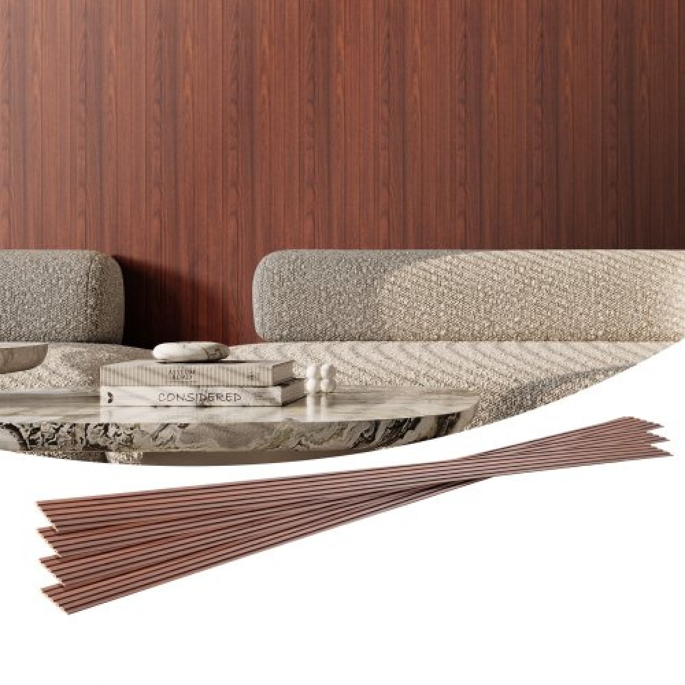 Ακουστικά πάνελ VEVOR Wood Slat, 8 ΤΕΜ 96 x 6 ιντσών, Ξύλινα πάνελ τοίχου WPC Accent για μοντέρνο εσωτερικό τοίχο, πάνελ τοίχου από ψεύτικο ξύλο για κομψή διακόσμηση και μείωση θορύβου, Μαύρη καρυδιά