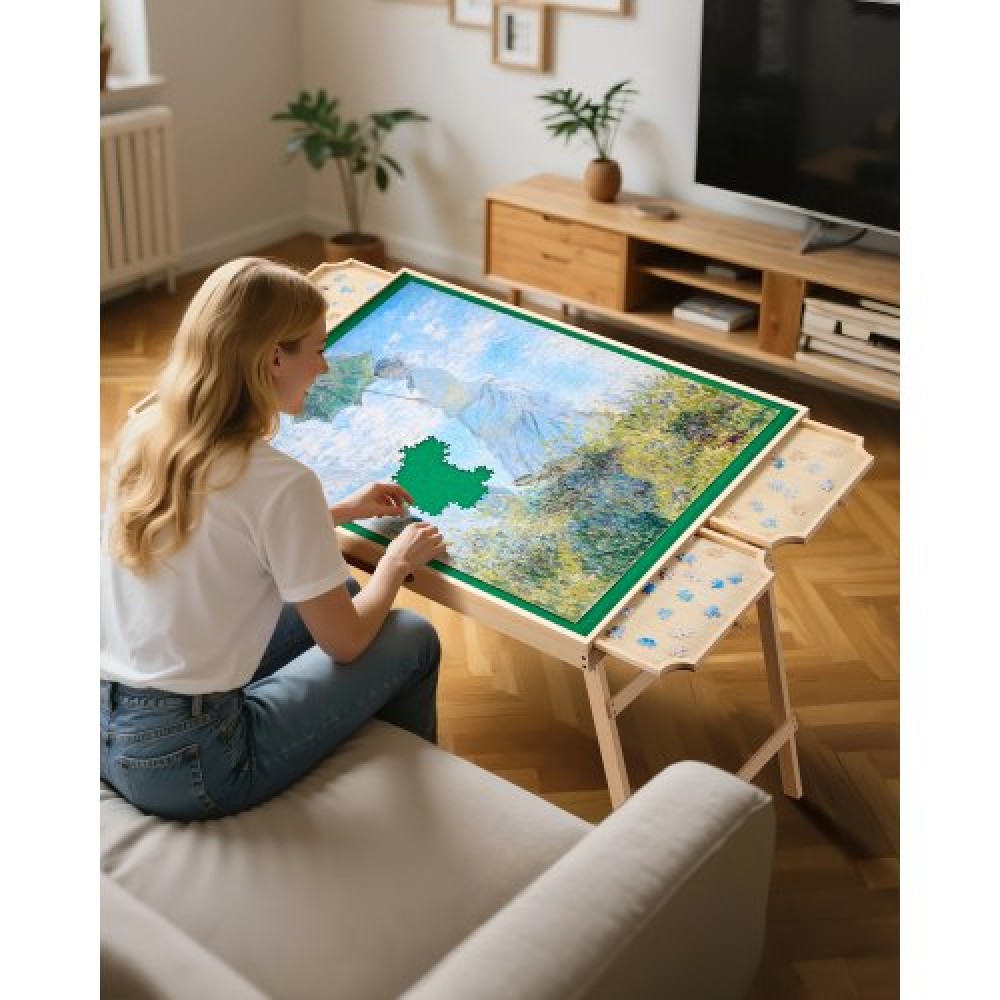 VEVOR 1500 Piece Puzzle Board with Folding Leg Portable Wooden Jigsaw 86x63cm
