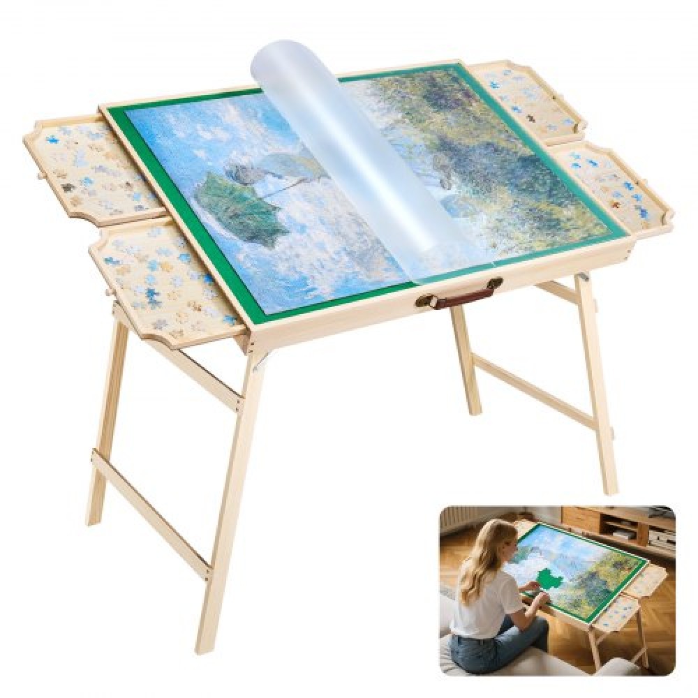 VEVOR 1500 Piece Puzzle Board with Folding Leg Portable Wooden Jigsaw 86x63cm