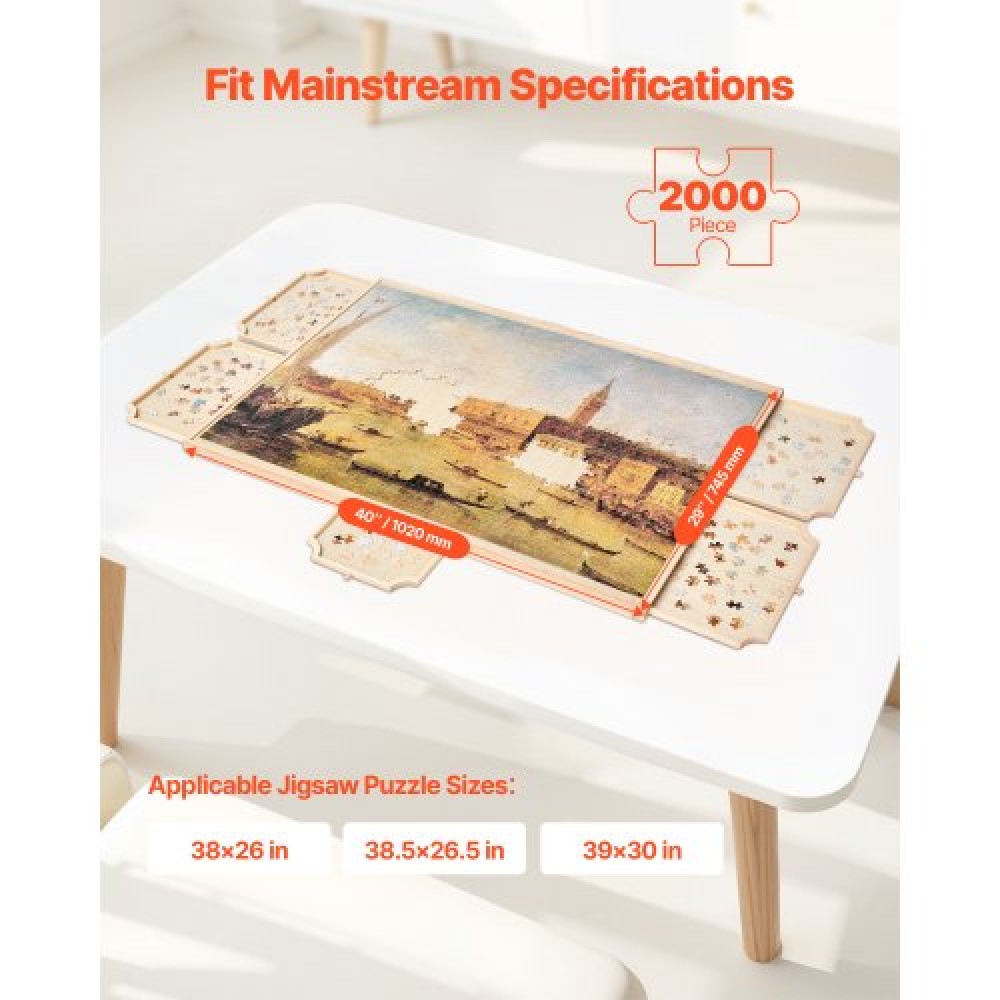 VEVOR 2000 Piece Puzzle Board with Drawer Cover Portable Wooden Jigsaw 102x74cm