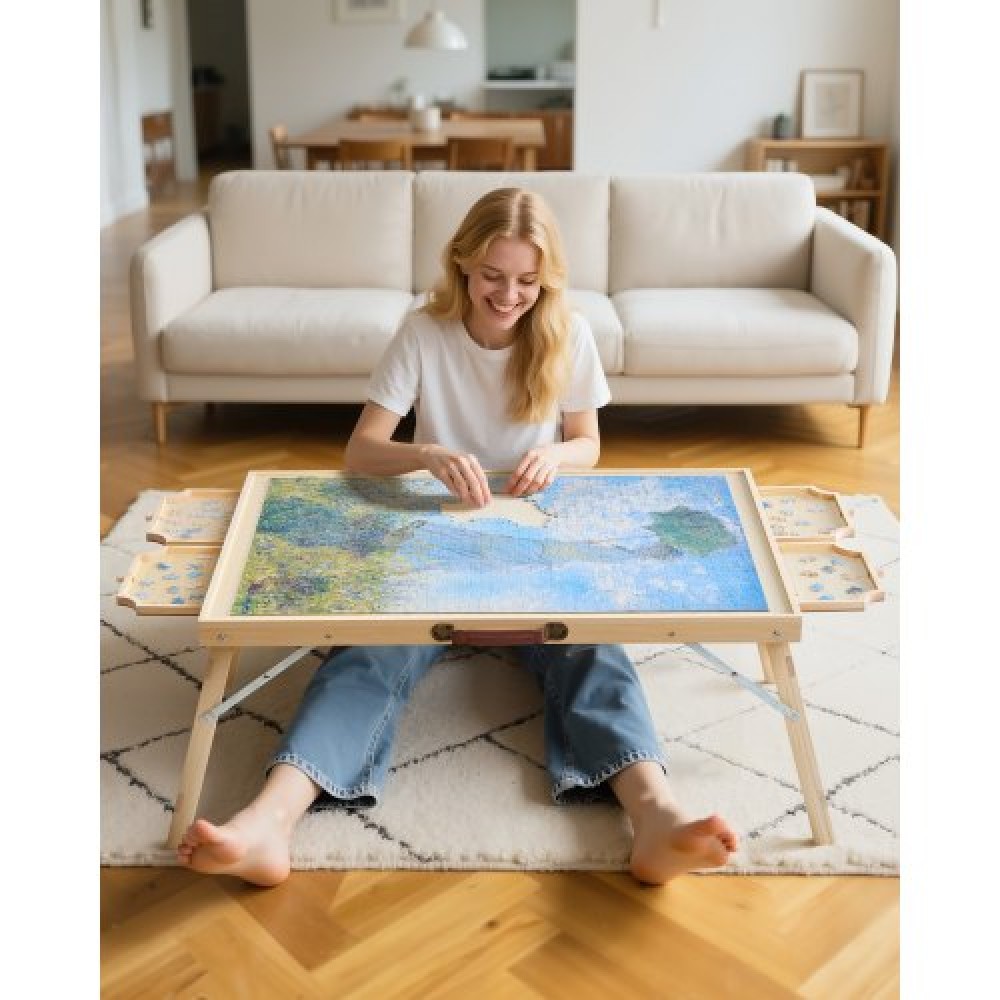 VEVOR 1500 Piece Puzzle Board with Folding Leg Portable Wooden Jigsaw 86x63cm