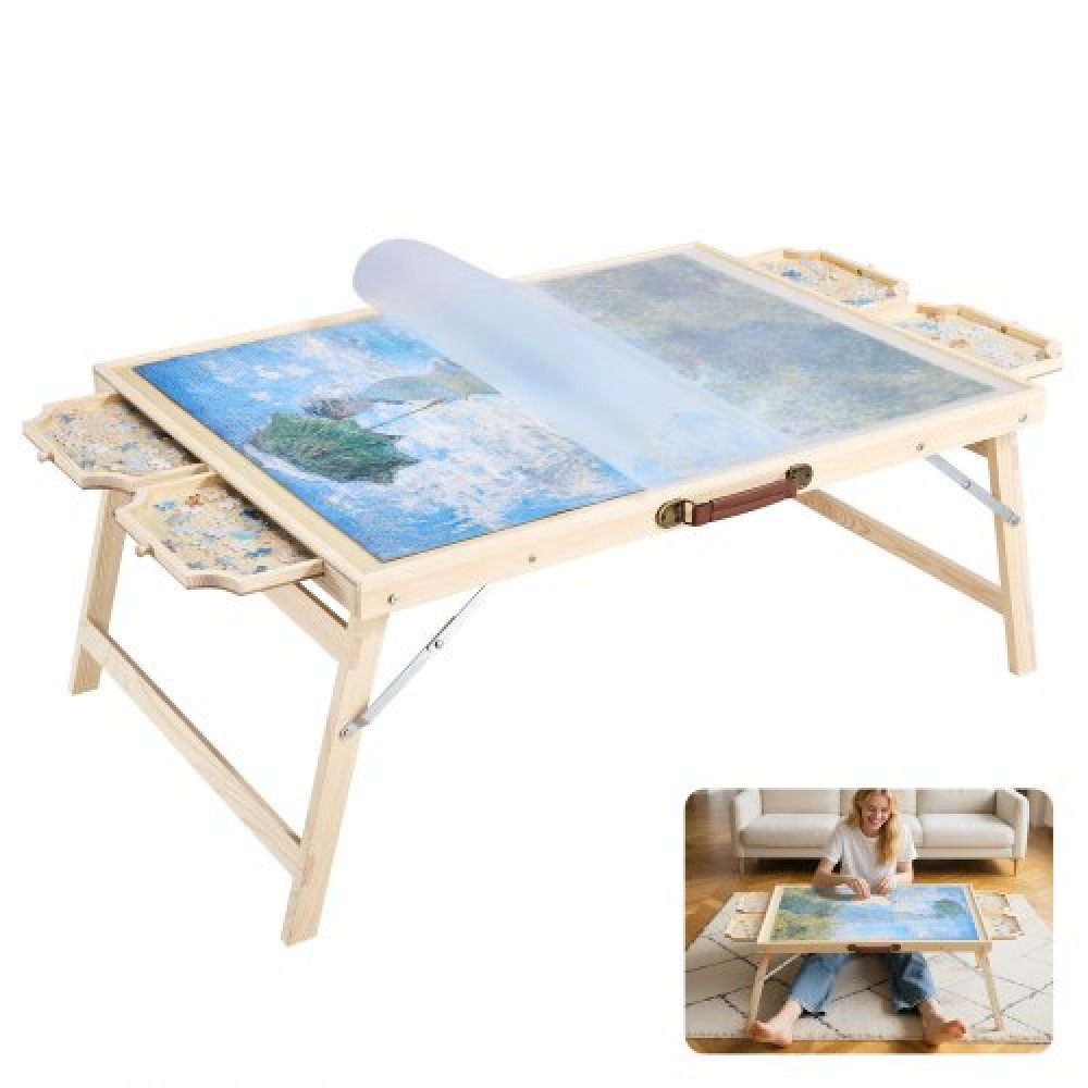 VEVOR 1500 Piece Puzzle Board with Folding Leg Portable Wooden Jigsaw 86x63cm