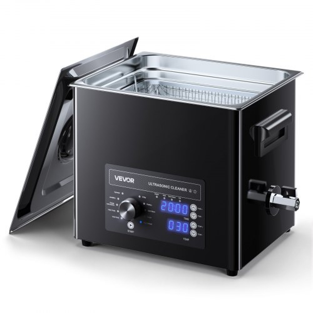 VEVOR 10L Ultrasonic Cleaner, Επαγγελματικό μηχάνημα καθαρισμού υπερήχων με πόμολο, Μηχάνημα καθαρισμού από ανοξείδωτο χάλυβα με καλάθι και σφαίρα καθαρισμού, για ρολόγια, ξυραφάκια, κοσμήματα, νομίσματα και άλλα