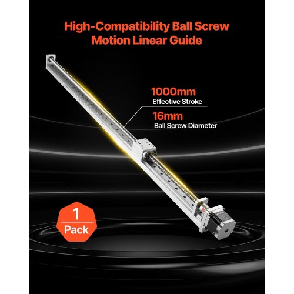 VEVOR Linear Guide, 1000 mm Stroke Work Size, Ball Screw Motion CNC Linear Guide Stage Actuator, Motorized Nema 23 Stepper Motor, High Precision, for Engraving Machine CNC Milling Machine 3D Printer