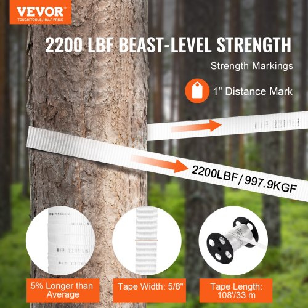 VEVOR Πολυεστερική ταινία έλξης Mule Tape 5/8" x 108' 2200 lbf Χωρητικότητα εφελκυσμού