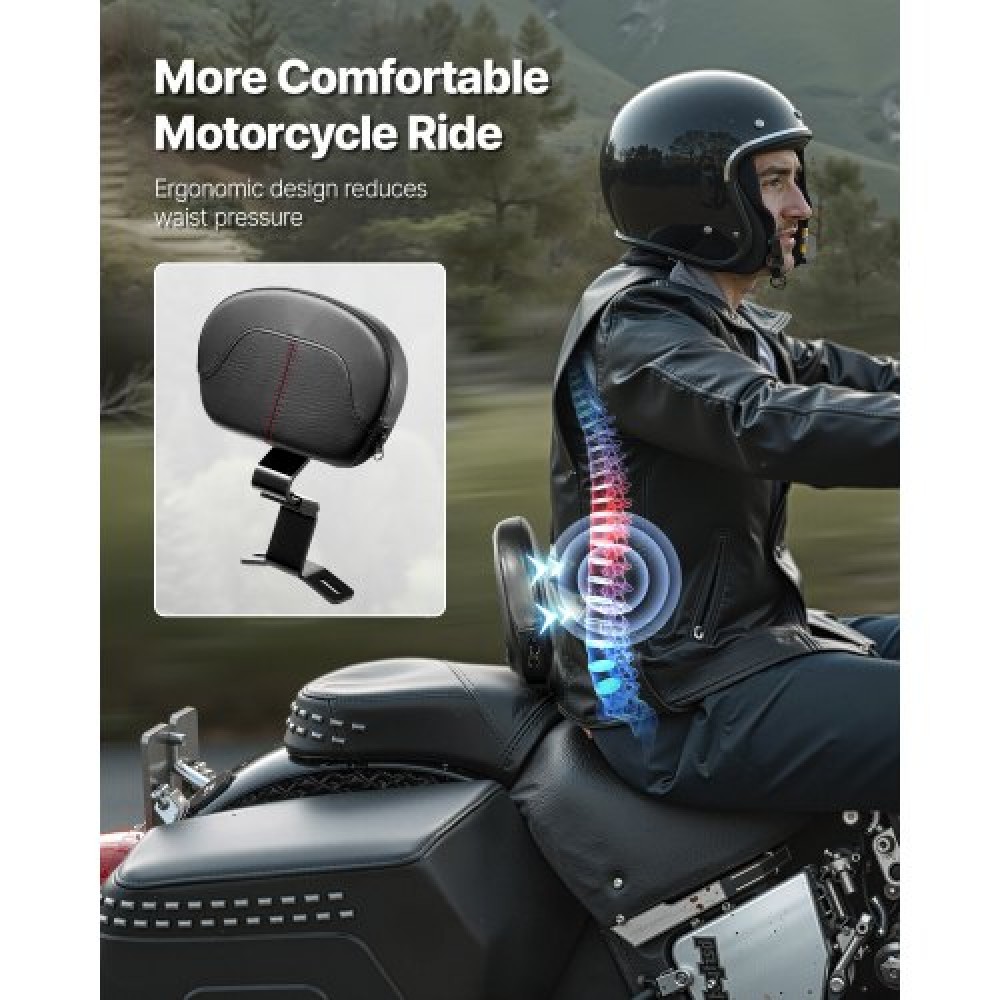 VEVOR Motorcycle Backrest Sissy Bar for Harley-Davidson Touring 310mm