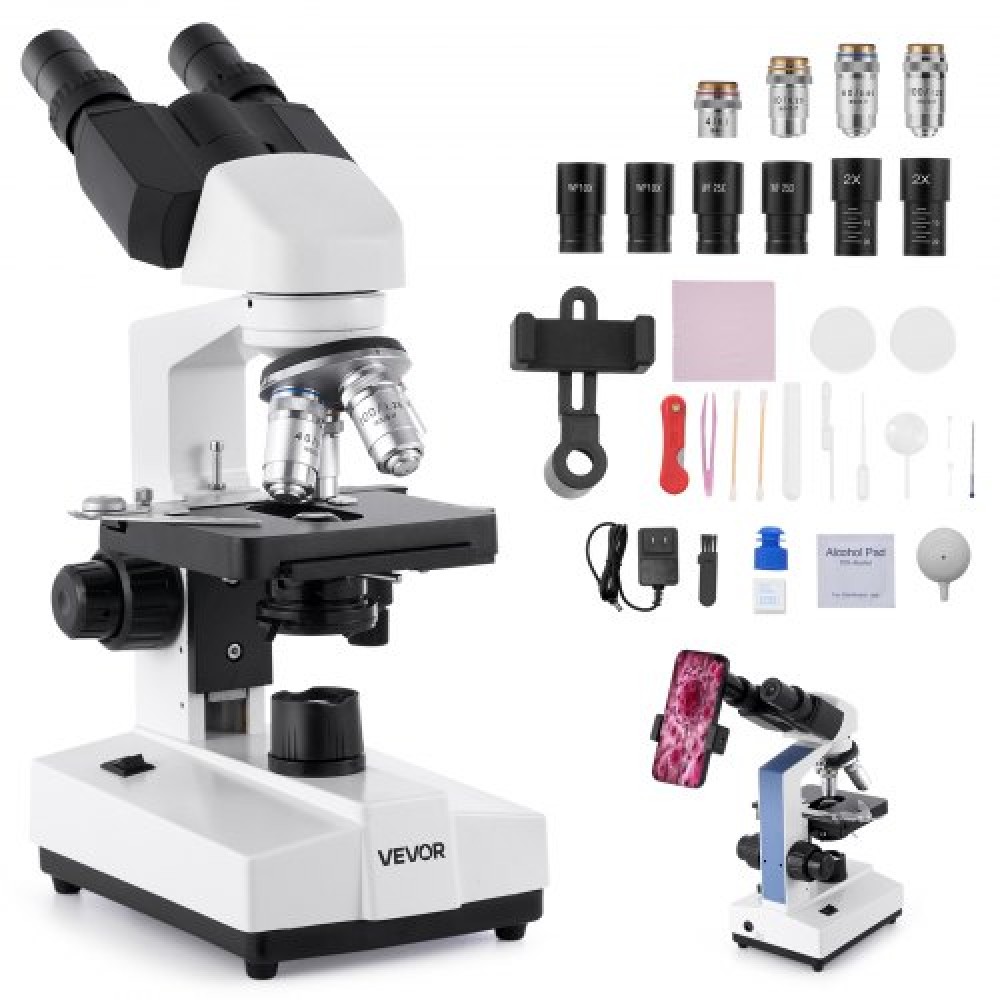VEVOR Binocular Compound Microscope Kit 40-5000X Dual Stage Two Set of Eyepieces