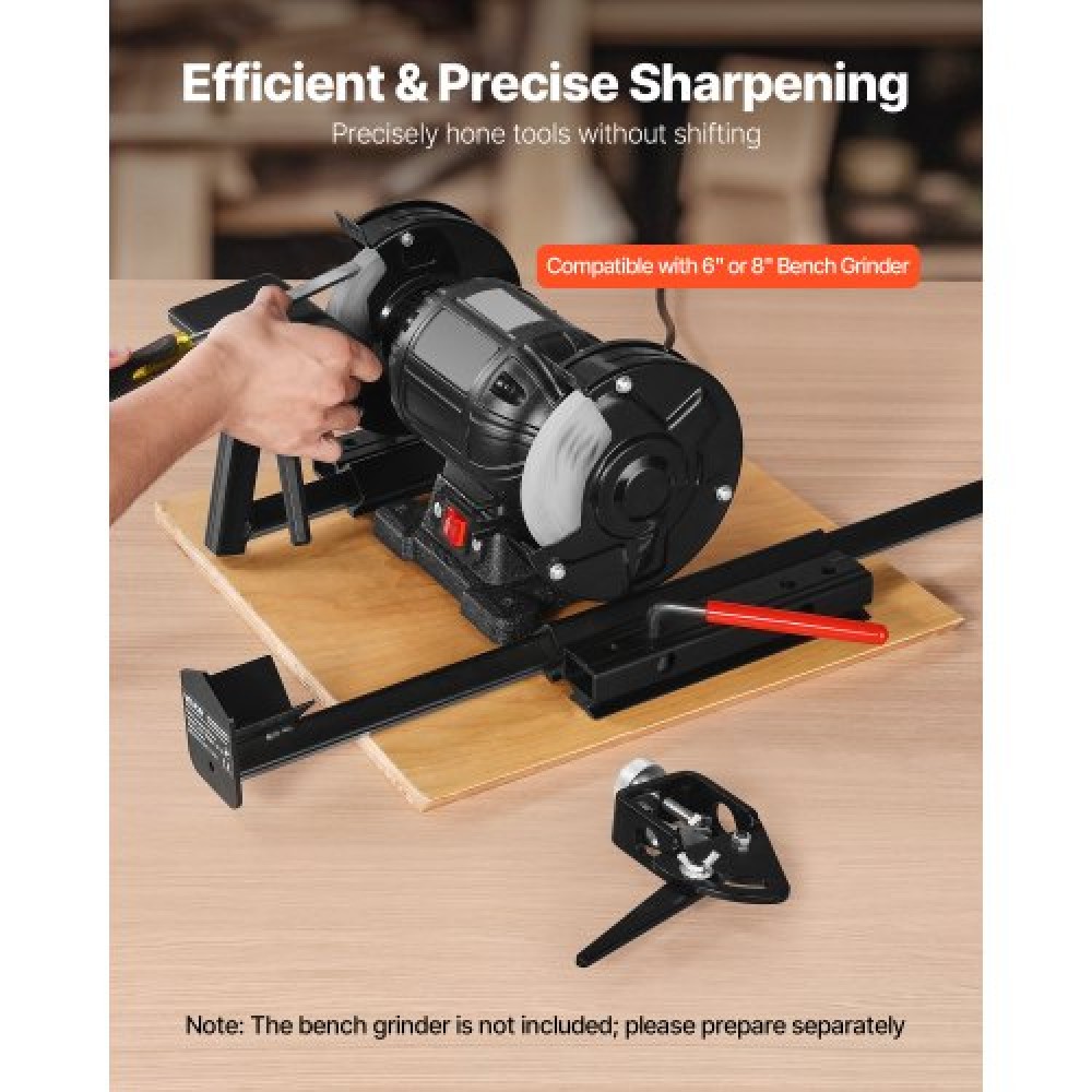 VEVOR Multi-Grind Sharpening System, Vari-Grind Pro Sharpening Jig Kit για 6" & 8" Grinders Πάγκου – με πλατφόρμα, Long Support Bouge & Fingernail Gouge Jig, για σμίλες, ξυλοτόπιση, σίδερα αεροπλάνου