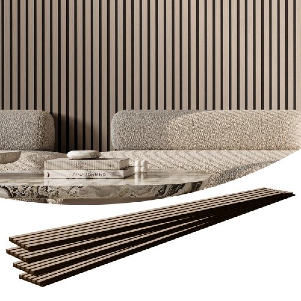 Ακουστικά πάνελ VEVOR Wood Slat, 7,9 x 94,5 ιντσών, MDF Accent Ξύλινα πάνελ τοίχου για μοντέρνα εσωτερική διακόσμηση τοίχων, πάνελ τοίχου από ψεύτικο ξύλο για μείωση θορύβου, ασημί ξύλο