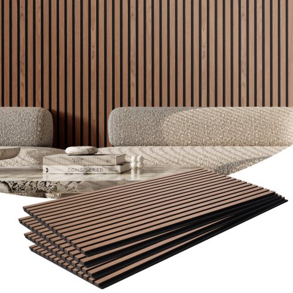 Ακουστικά πάνελ VEVOR Wood Slat, 23,6 x 47,2 ιντσών, ξύλινα πάνελ τοίχου MDF για μοντέρνο εσωτερικό τοίχο, πάνελ τοίχου από ψεύτικο ξύλο για κομψή διακόσμηση και μείωση θορύβου, καρυδιά