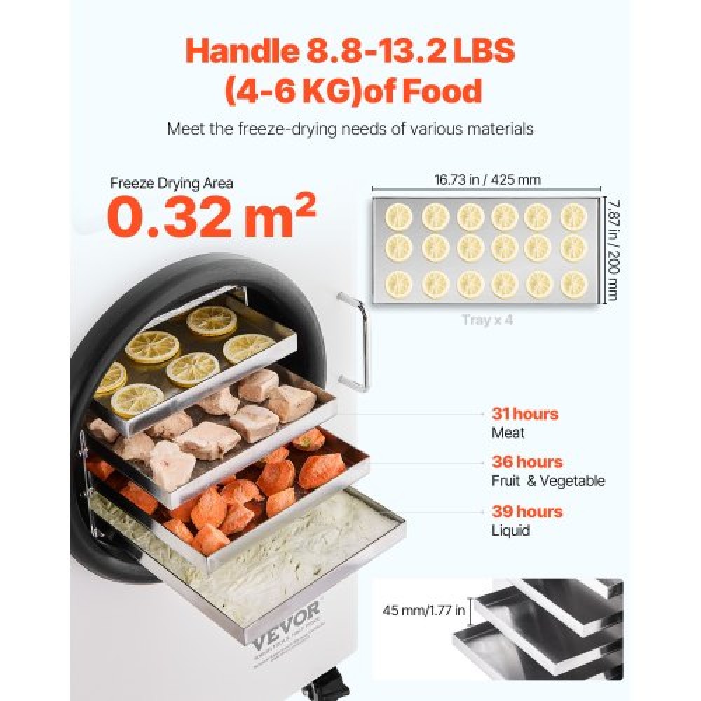 VEVOR Vacuum Freeze Dryer 4-Layer Fruit Vegetable Freeze Drying Machine White