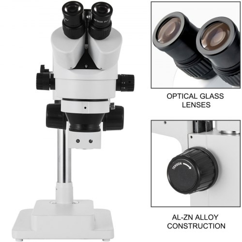 VEVOR 3.5X-90X Simul-Focal Stereo Microscope 360°Swiveling Trinocular Stereo Microscope with Dual Arm Boom