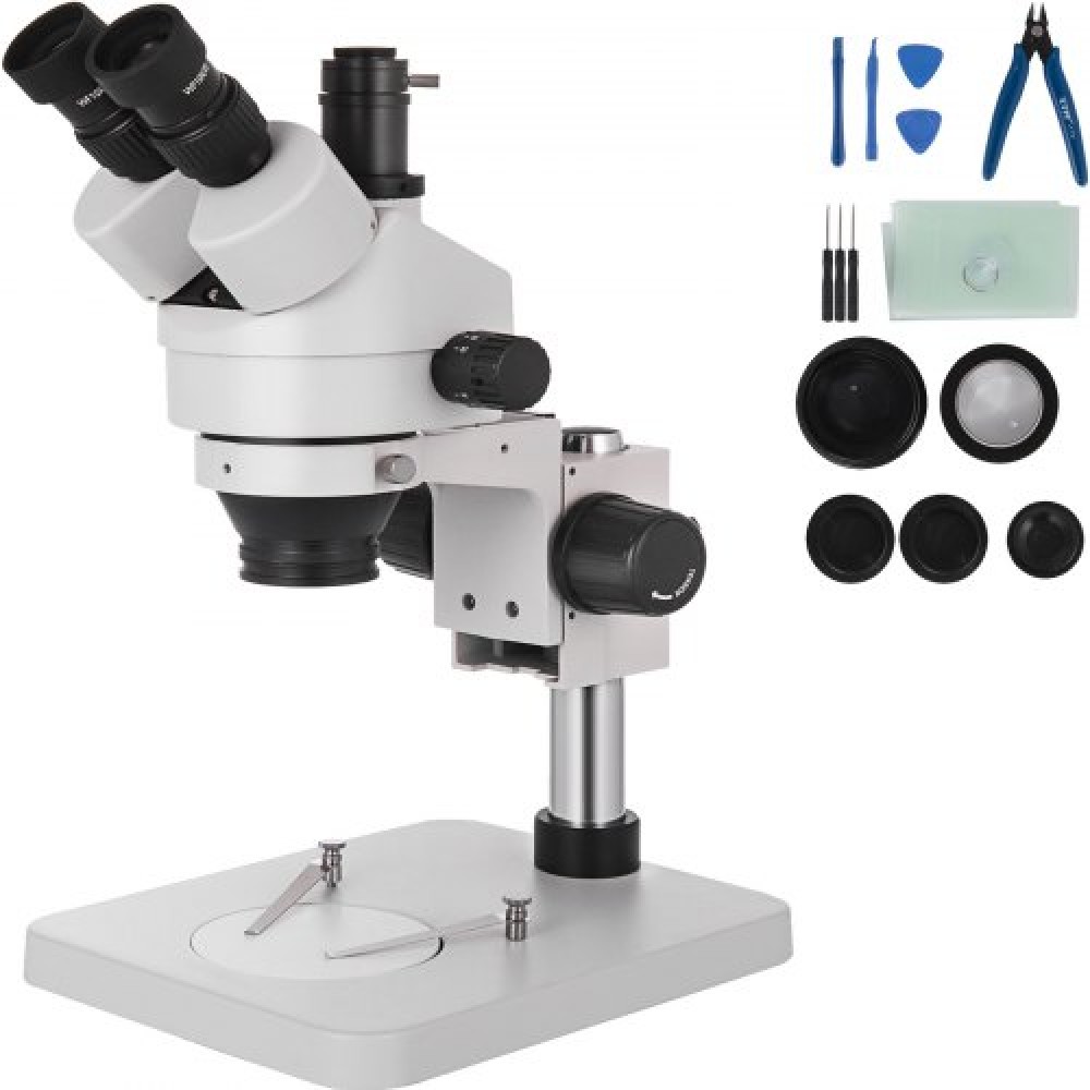 VEVOR 3.5X-90X Stereo Microscope 360°Swiveling Trinocular Stereo Microscope with Pillar Stand