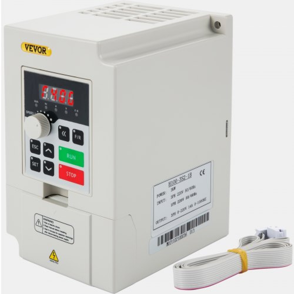 VEVOR Variable Frequency Drive, AC 220V Input 3KW Variable Frequency CNC Drive Inverter Converter, VFD 4HP 1 or 3 Phase Input, 3 Phase Output, CNC Motor Inverter Converter for Motor Speed Control