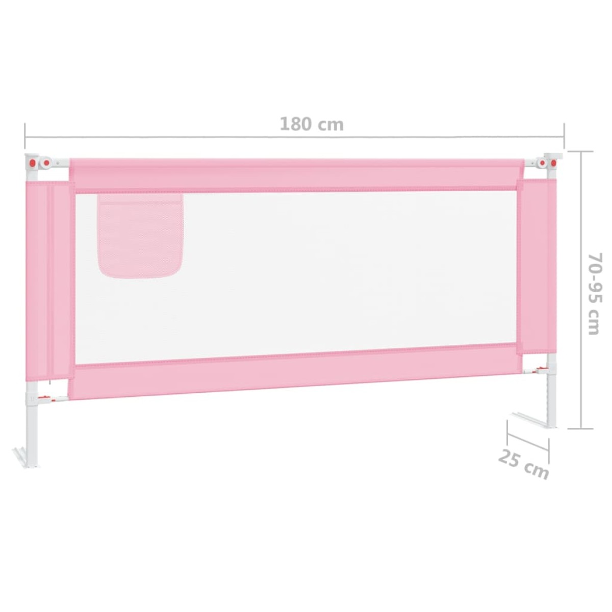 vidaXL Μπάρα Κρεβατιού Προστατευτική Ροζ 180 x 25 εκ. Υφασμάτινη