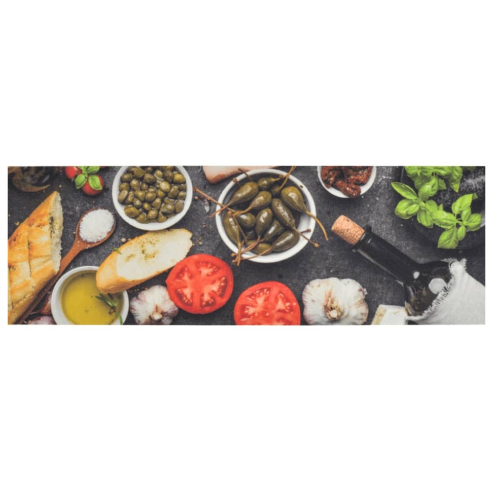 vidaXL Χαλί Κουζίνας Πλενόμ. Σχέδιο Κρασί/Δείπνο 60x180 εκ. Βελούδινο