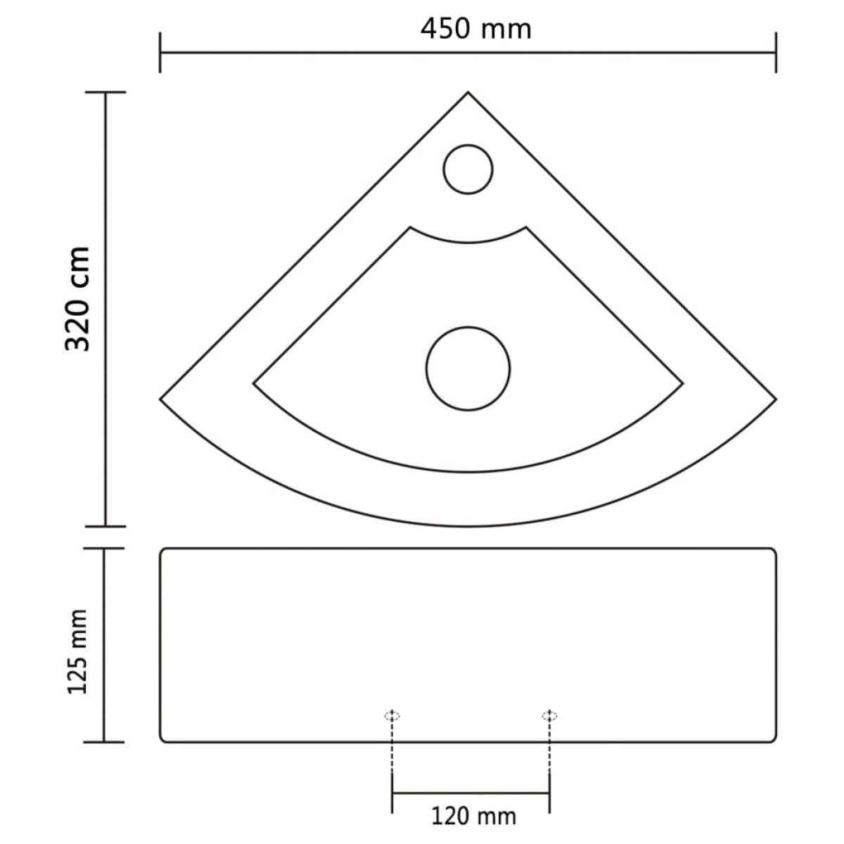 vidaXL Νιπτήρας με Οπή Υπερχείλισης Ασημί 45 x 32 x 12,5 εκ. Κεραμικός