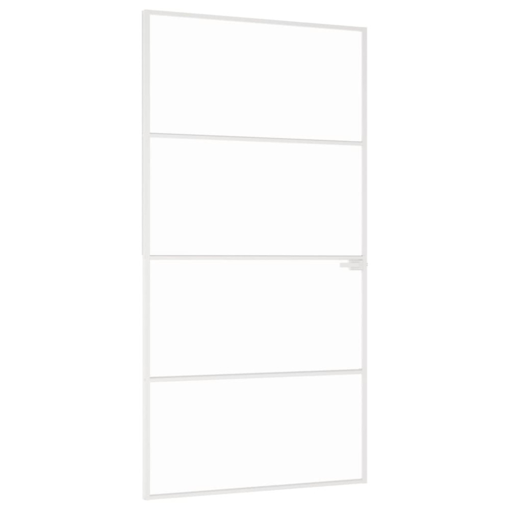 vidaXL Εσωτερική Πόρτα Λευκή 102x201,5εκ. Ψημένο Γυαλί&Λεπτό Αλουμίνιο