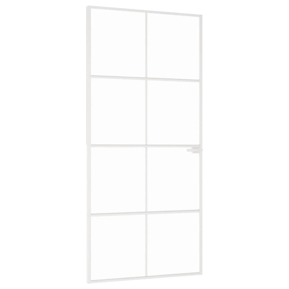 vidaXL Εσωτερική Πόρτα Λευκή 93x201,5 εκ. Ψημένο Γυαλί&Λεπτό Αλουμίνιο