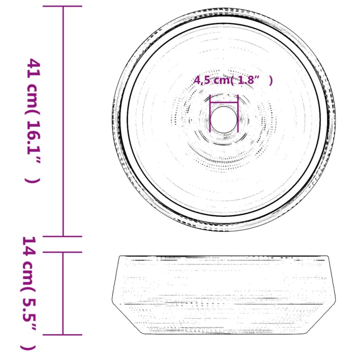 vidaXL Νιπτήρας Επικαθήμενος Στρογγυλός Γκρι Φ41 x 14 εκ. Κεραμικός