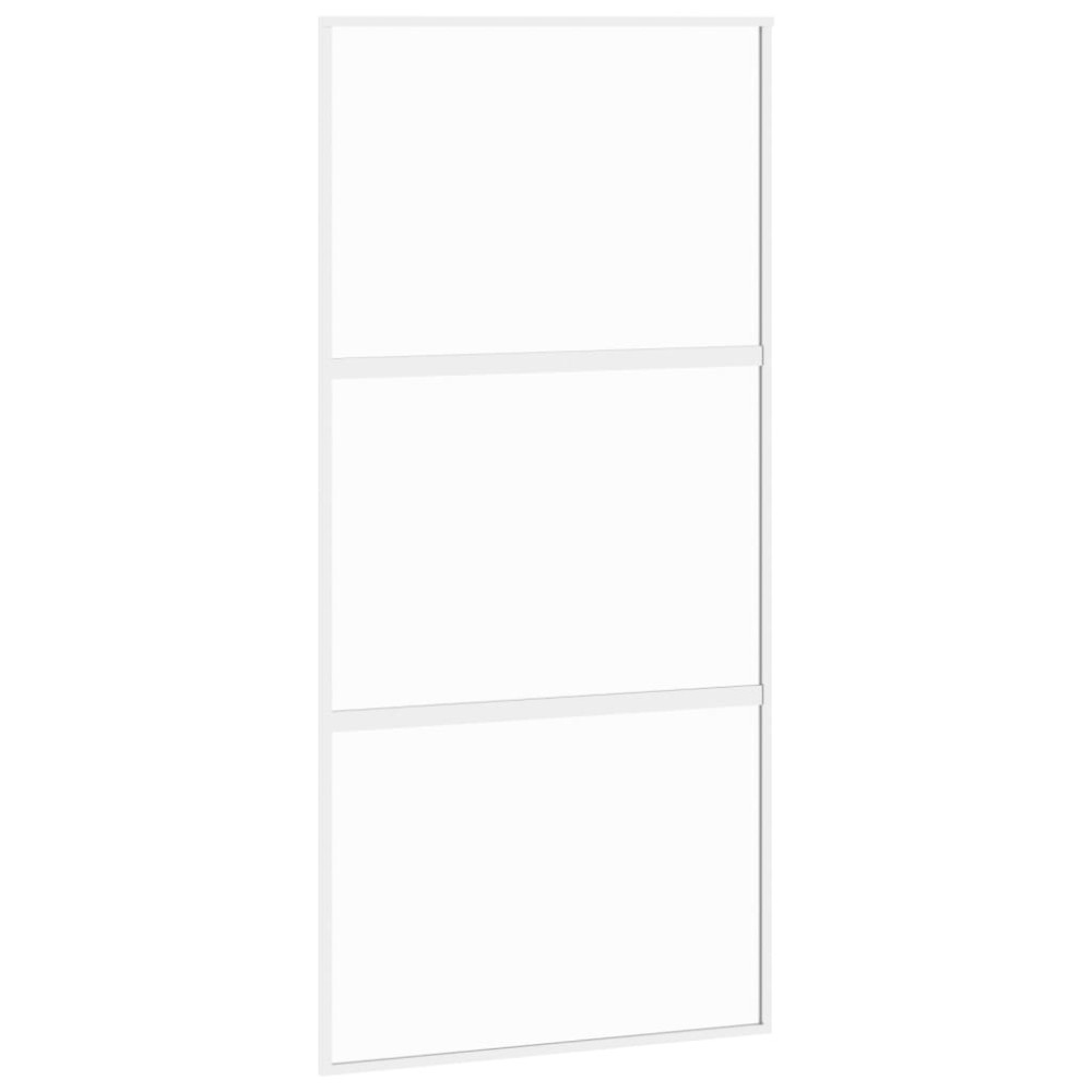 vidaXL Συρόμενη Πόρτα Λευκή 102,5 x 205 εκ. από Ψημένο Γυαλί/Αλουμίνιο