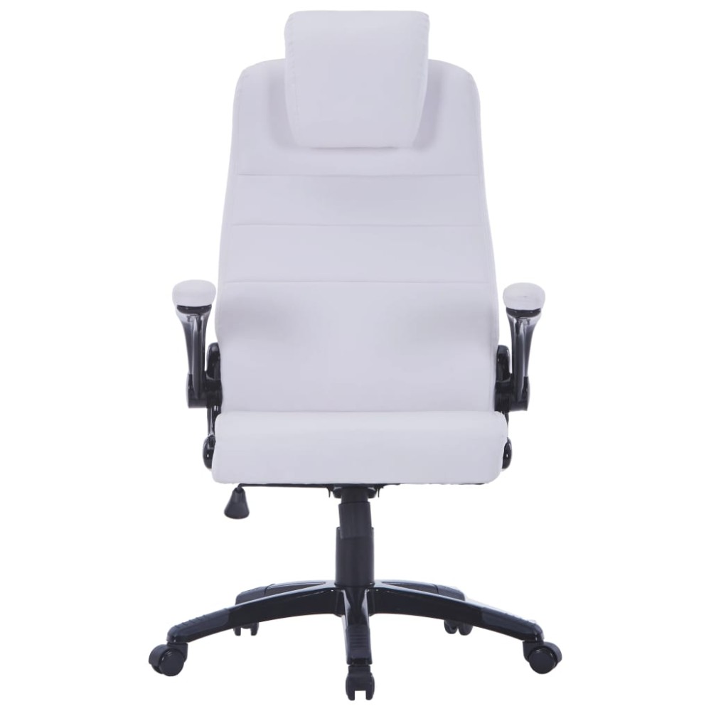 Καρέκλα Περιστρεφόμενη Ρυθμιζόμενη Λευκή από Συνθετικό Δέρμα