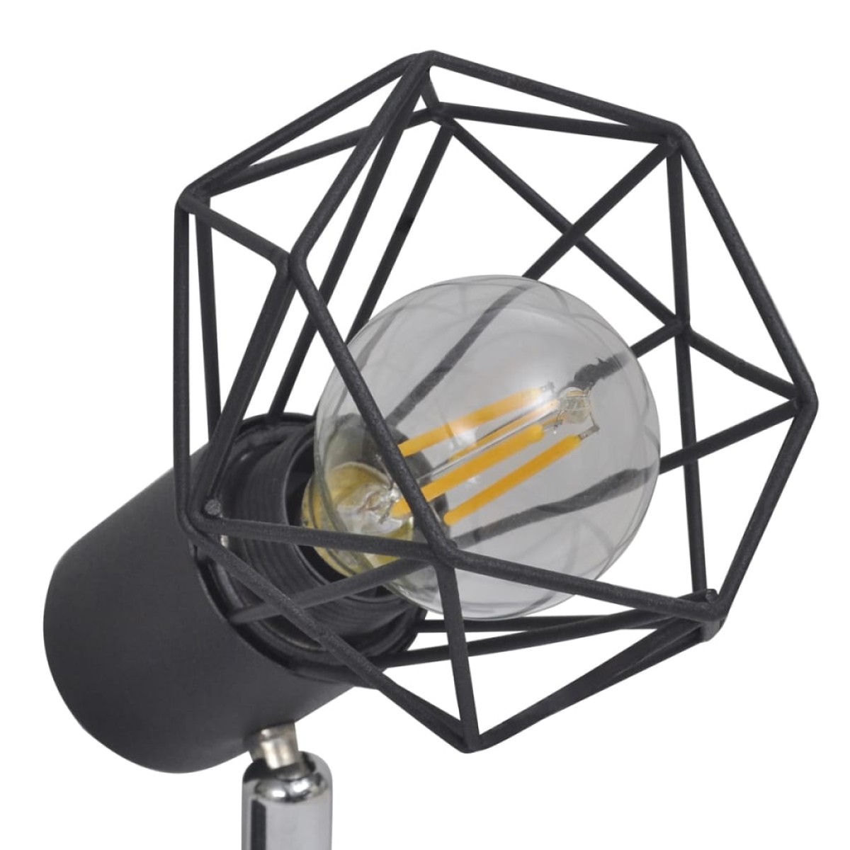 Φωτιστικό Σποτ Ράγα Βιομηχανικό Στιλ Μαύρο με 2 Λαμπτήρες LED Filament