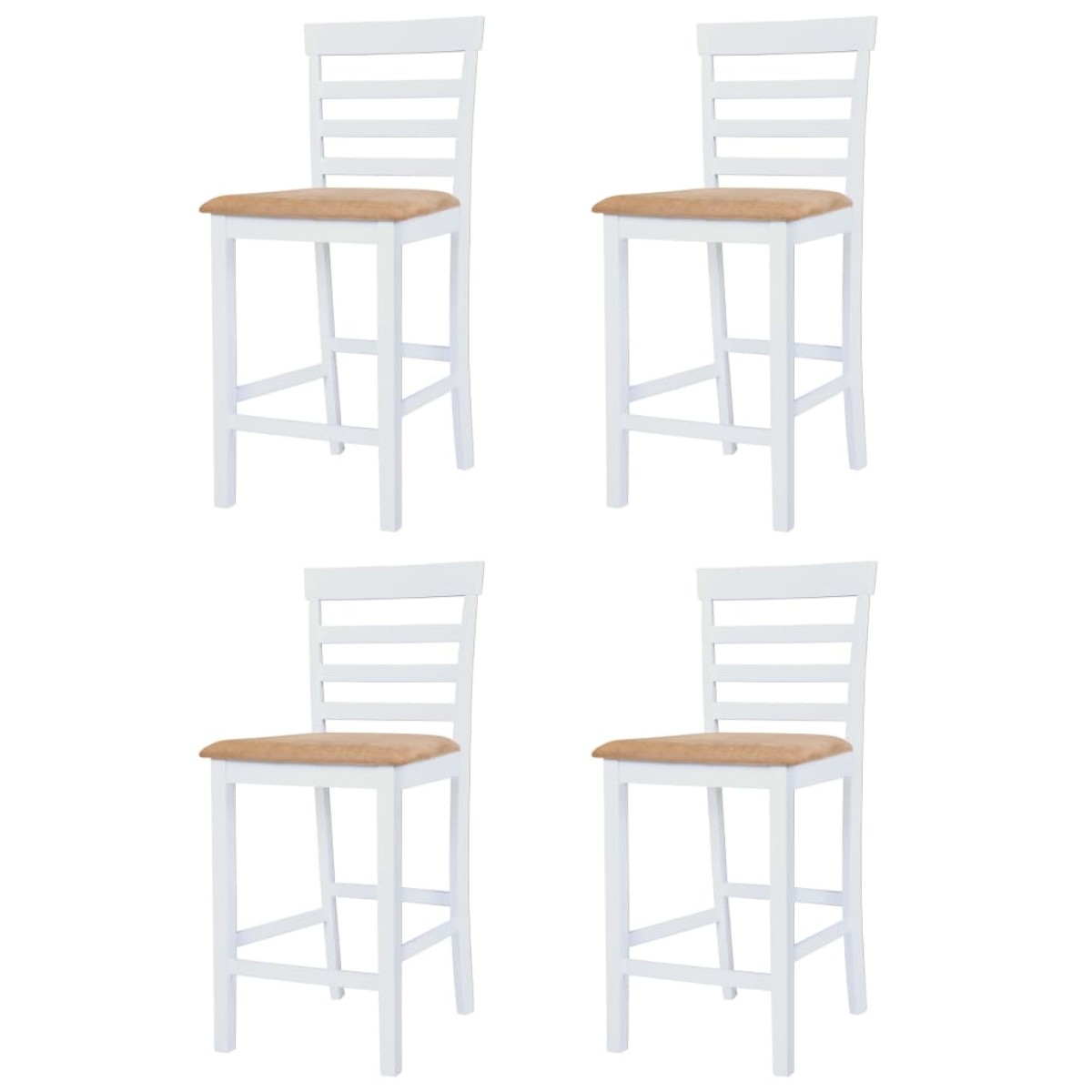 vidaXL Σετ Τραπέζι και Καρέκλες Μπαρ 5 τεμ. Καφέ &amp; Λευκό Μασίφ Ξύλο