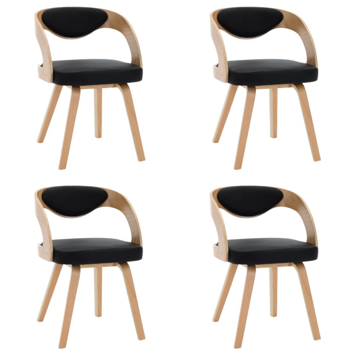 vidaXL Καρέκλες Τραπεζαρίας 4 τεμ. Μαύρες Λυγισμ. Ξύλο/Συνθετικό Δέρμα