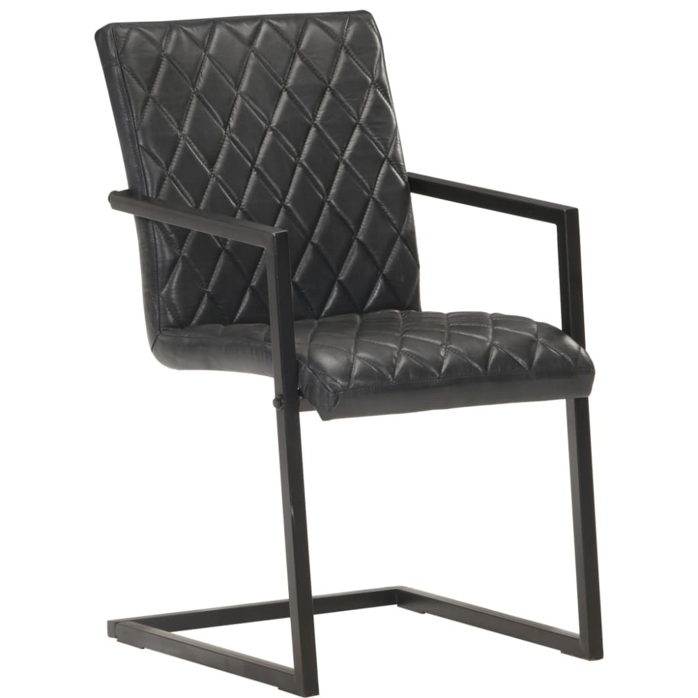vidaXL Καρέκλες Τραπεζαρίας «Πρόβολος» 6 τεμ. Μαύρες από Γνήσιο Δέρμα
