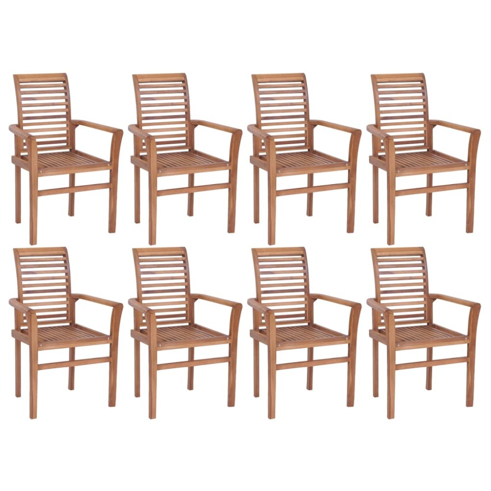 vidaXL Καρέκλες Τραπεζαρίας Στοιβαζόμενες 8 τεμ. από Μασίφ Ξύλο Teak