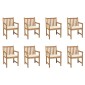 vidaXL Καρέκλες Κήπου 8 Τεμάχια από Μασίφ Ξύλο Teak με Κρεμ Μαξιλάρια
