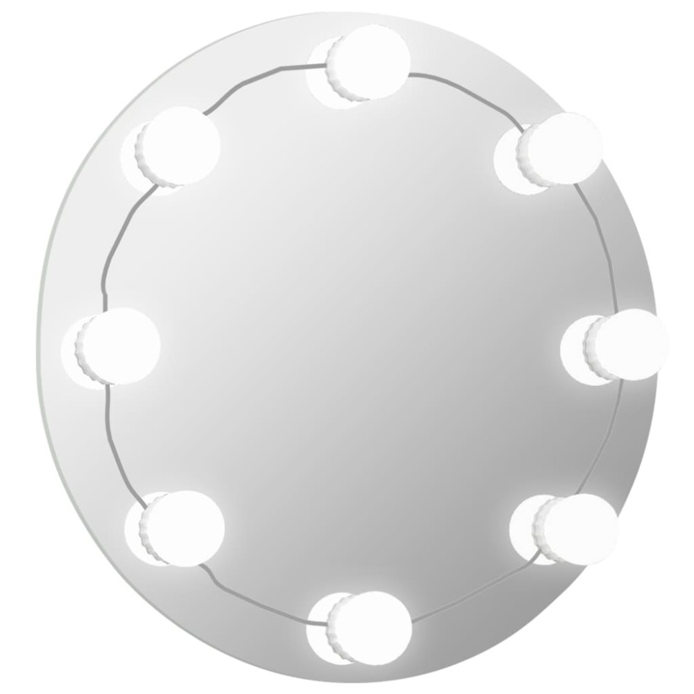 vidaXL Καθρέφτης Τοίχου Στρόγγυλος με Φωτισμό LED Γυάλ. Χωρίς Πλαίσιο