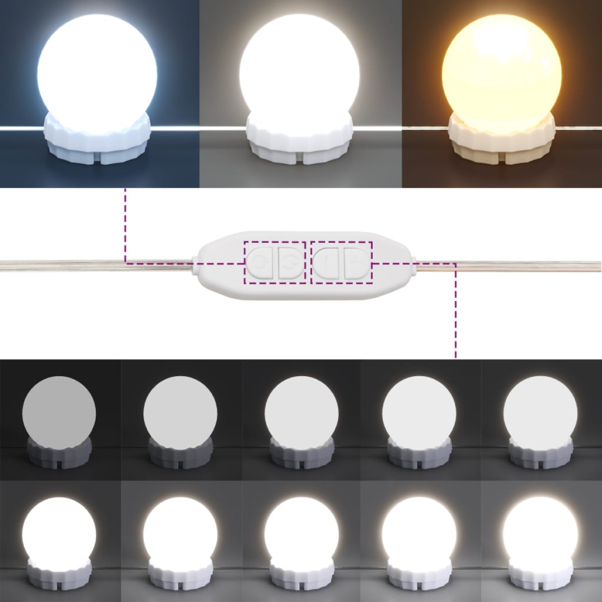 vidaXL Μπουντουάρ LED με Ντουλάπι Sonoma Δρυς από Επεξεργασμένο Ξύλο