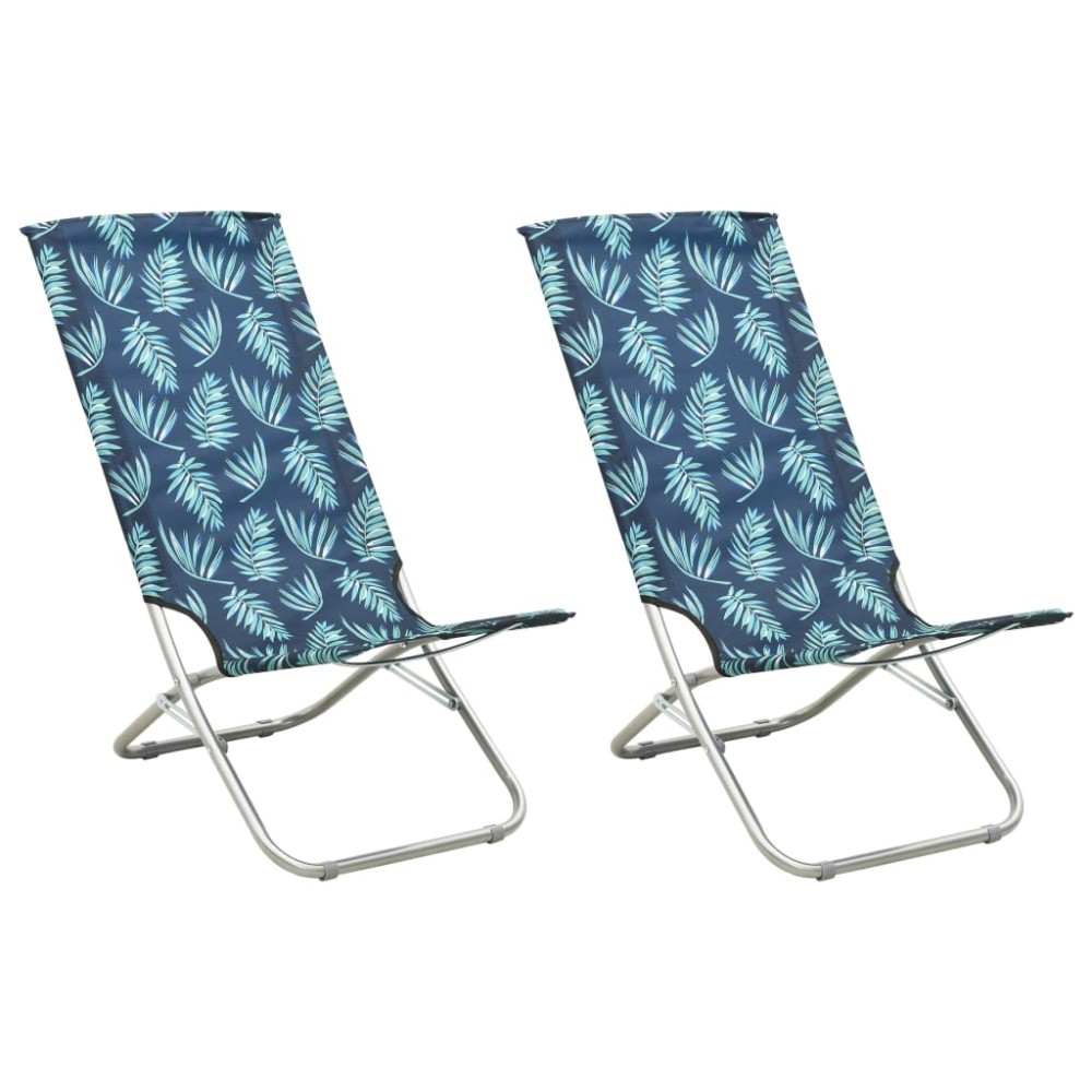 vidaXL Καρέκλες Παραλίας Πτυσσόμενες 2 τεμ. Σχέδιο Φύλλων Υφασμάτινες