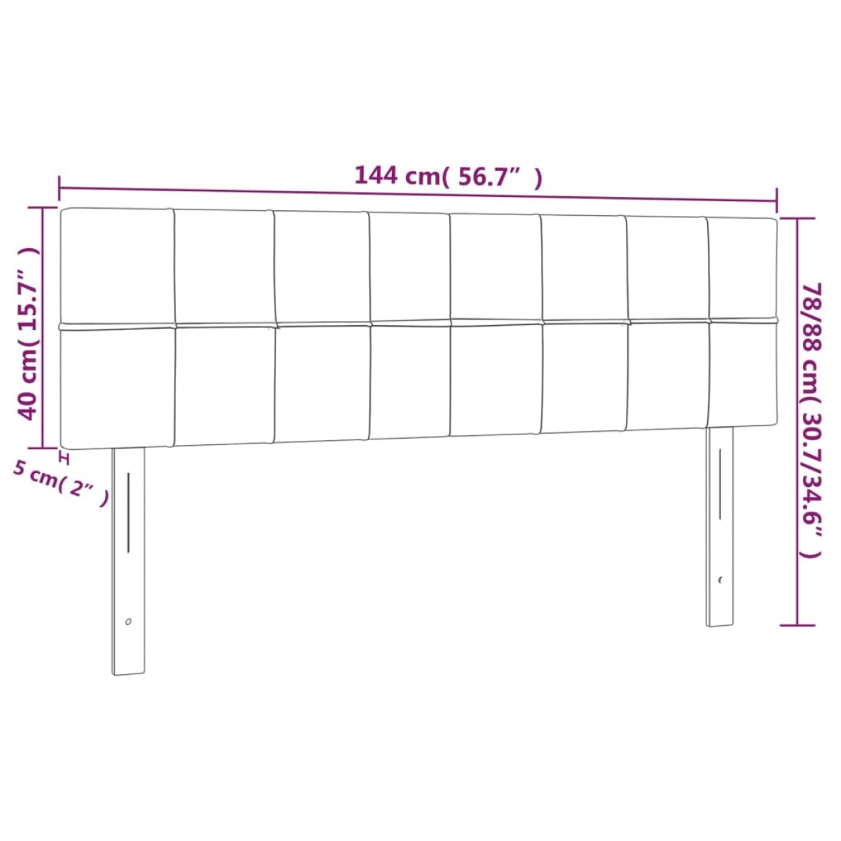 vidaXL Κεφαλάρι Κρεβατιού LED Σκούρο Καφέ 144x5x78/88 εκ. Υφασμάτινο