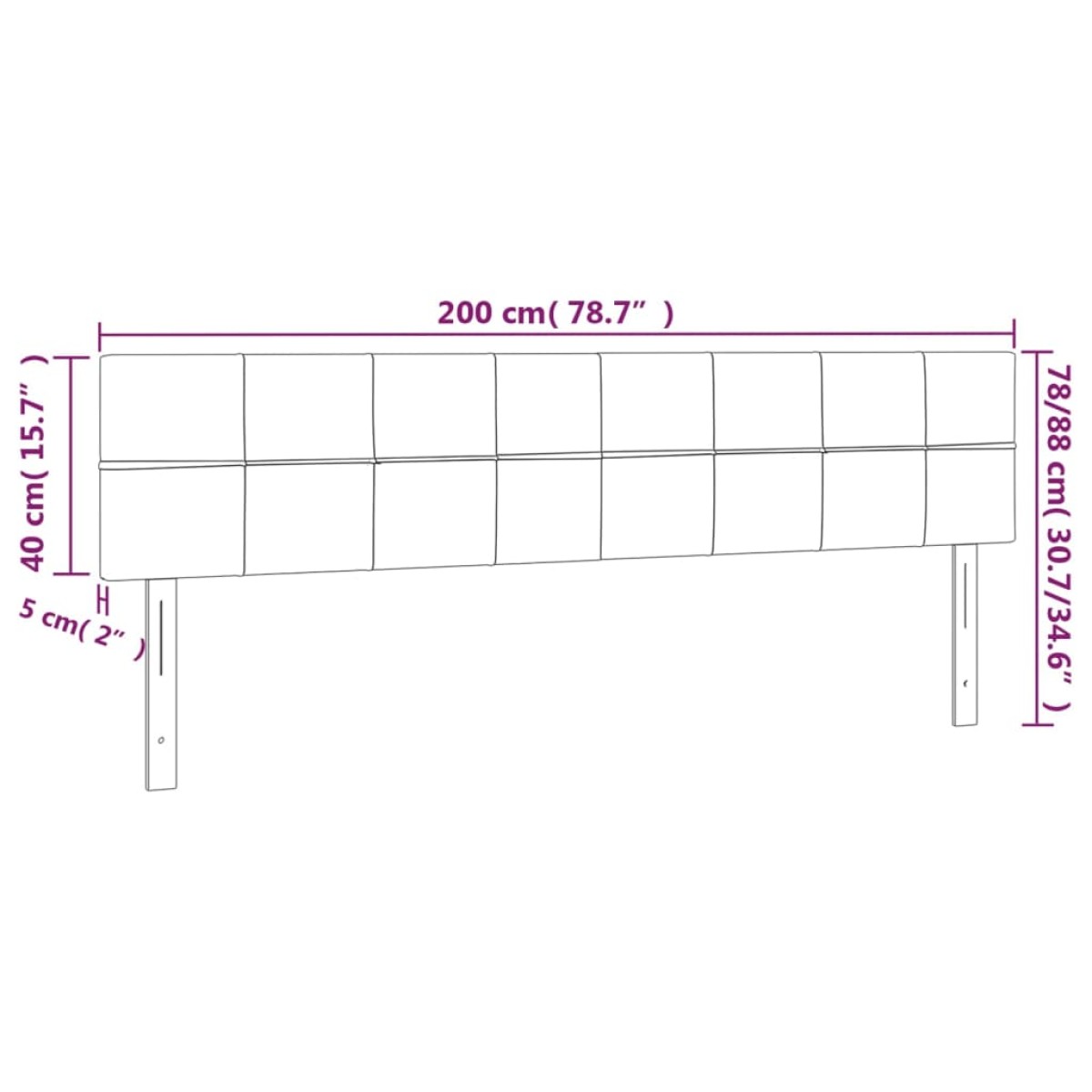 vidaXL Κεφαλάρι Κρεβατιού LED Μπλε 200x5x78/88 εκ. Υφασμάτινο