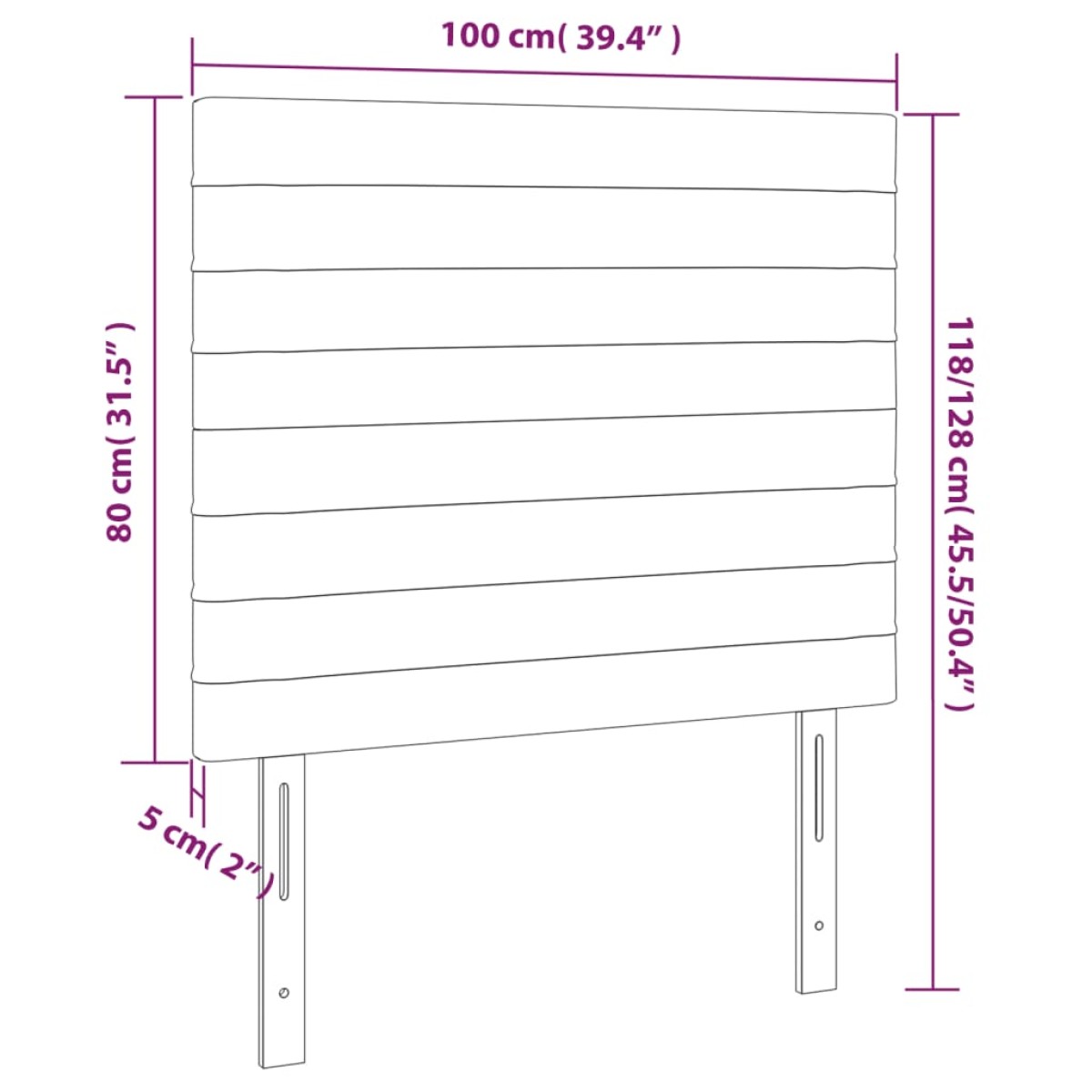 vidaXL Κεφαλάρι Κρεβατιού LED Μαύρο 100x5x118/128 εκ. Υφασμάτινο
