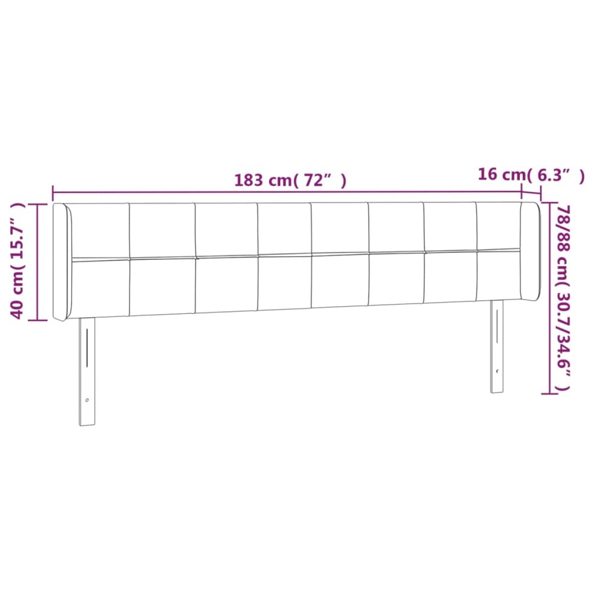 vidaXL Κεφαλάρι Κρεβατιού LED Ροζ 183x16x78/88 εκ. Βελούδινο