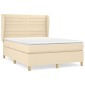 vidaXL Κρεβάτι Boxspring με Στρώμα Κρεμ 140x200 εκ. Υφασμάτινο
