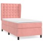 vidaXL Κρεβάτι Boxspring με Στρώμα Ροζ 90x200 εκ. Βελούδινο