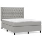 vidaXL Κρεβάτι Boxspring με Στρώμα Ανοιχτό Γκρι 140x190 εκ. Υφασμάτινο