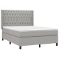 vidaXL Κρεβάτι Boxspring με Στρώμα Ανοιχτό Γκρι 140x190 εκ. Υφασμάτινο