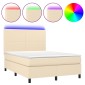 vidaXL Κρεβάτι Boxspring με Στρώμα & LED Κρεμ 140x200 εκ. Υφασμάτινο